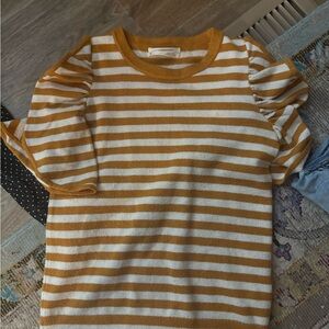 Striped Kids Shirt in Mustard and White